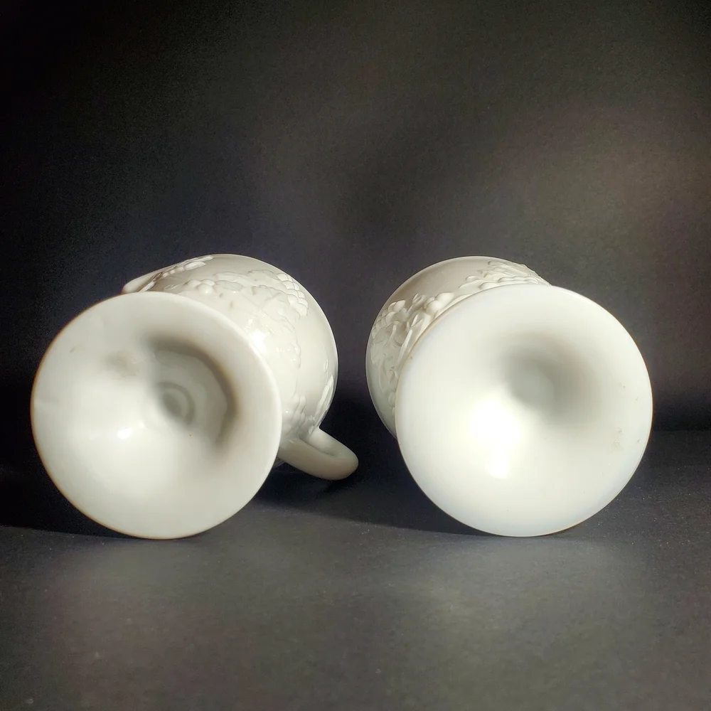 Vintage Indiana Glass Colony Harvest Grape Milk Glass Creamer & Sugar Bowl Set